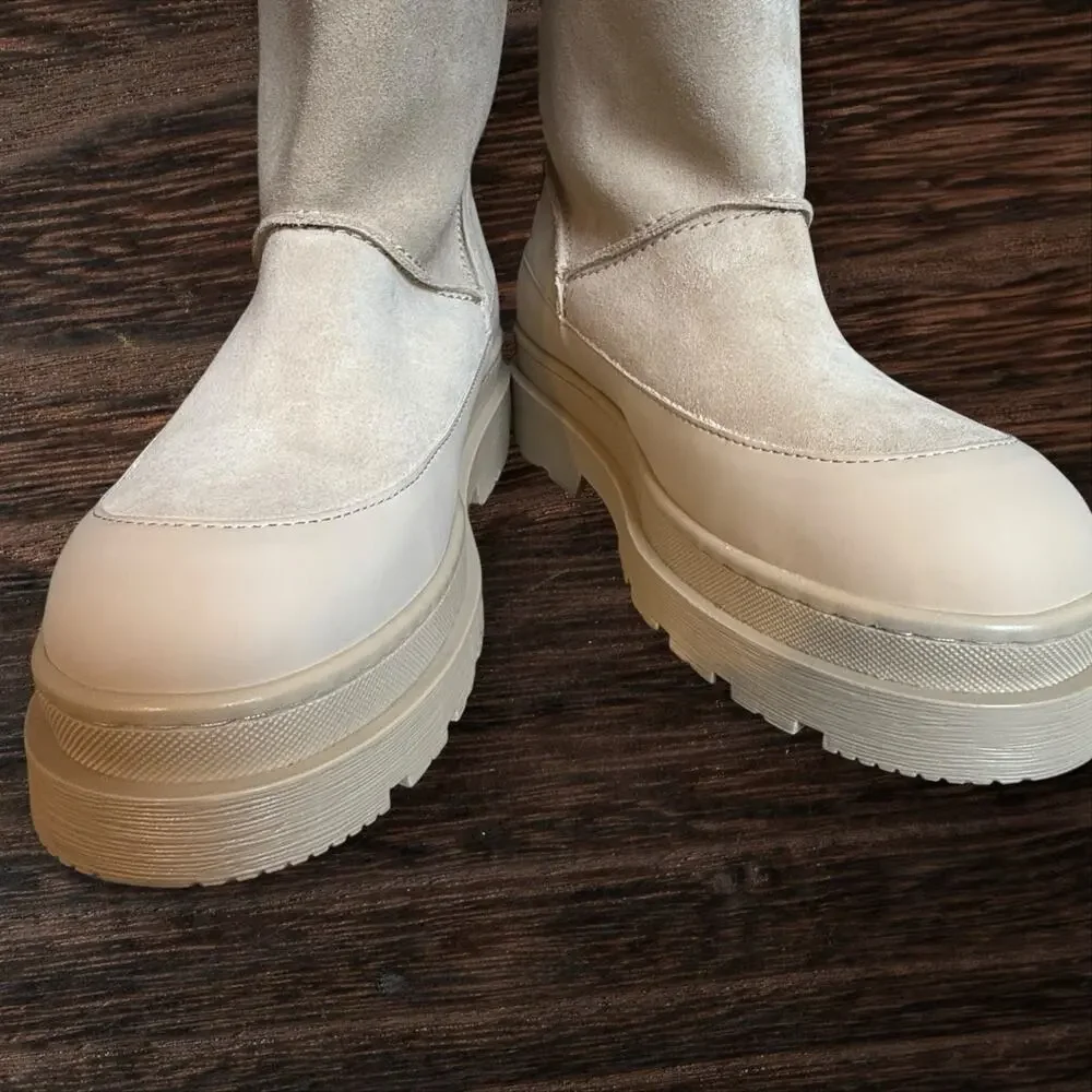 NEW Scotch & Soda‎ Aubri Chelsea Boots Sherpa Lined Sz 41 EU Platform Sand Color